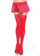 Leg Avenue Nylon Over The Knee With Bow - O/s - Red